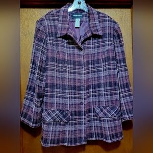 Sag Harbor purple multicolored plaid coat jacket